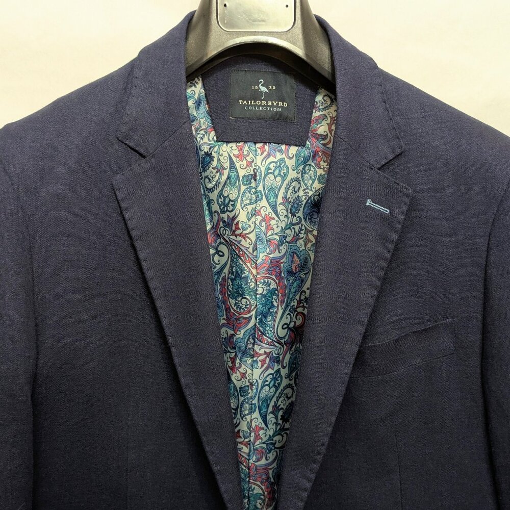 Tailorbyrd 40R Linen Jacket Navy Blue